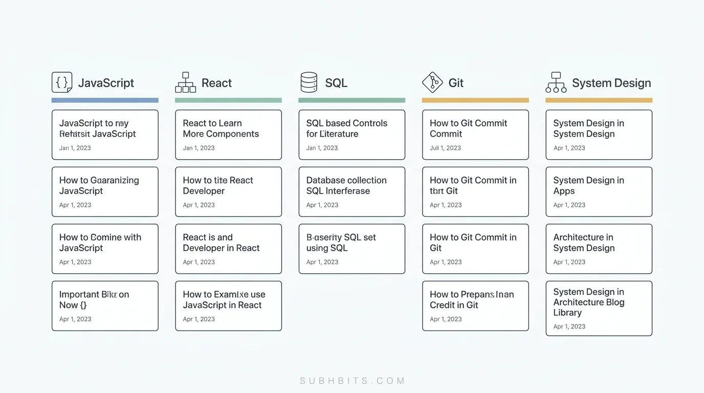 Developer blog resource library categories
